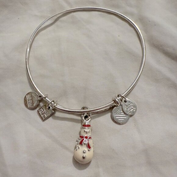 Alex and Ani Silver Snowman Charm Bracelet - Picture 1 of 3